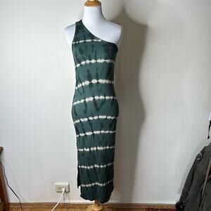 Young Fabulous & Broke Green Tie Dye One Shoulder Rib Dress
